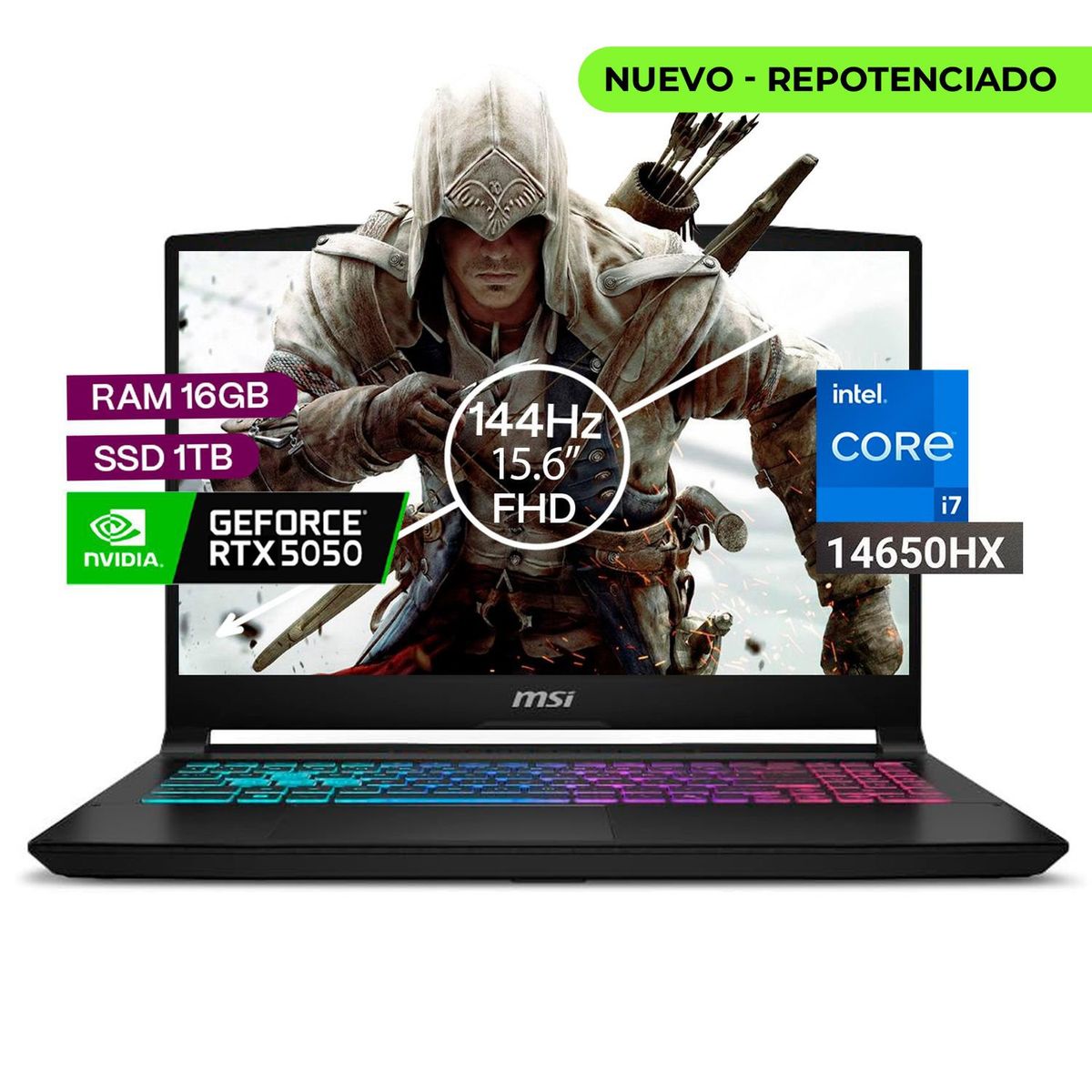 MSI - Portátil Gamer Msi Katana Intel Core I7 14650hx 16/1 TB Rtx5050 8gb Negro 15,6 Fhd.