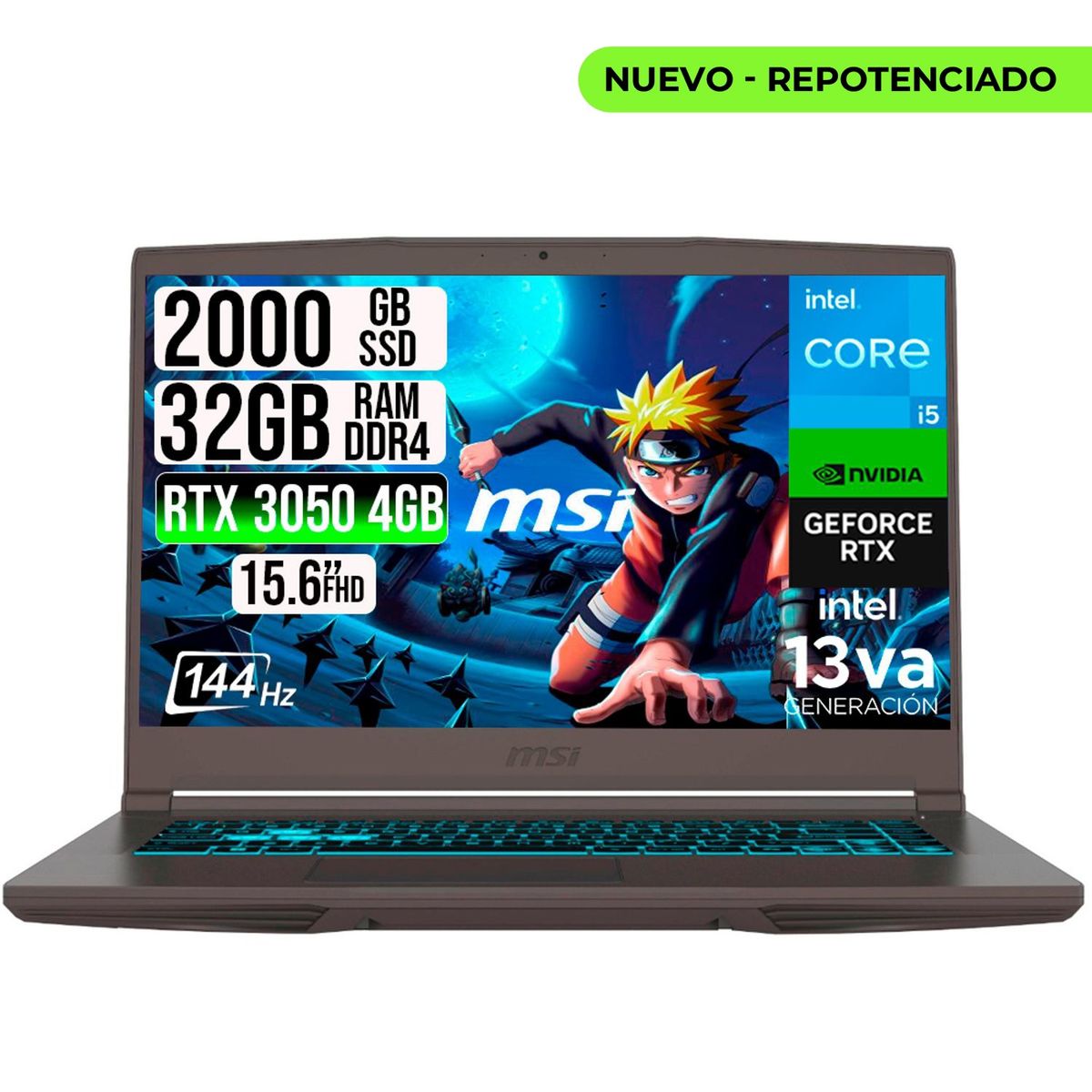 MSI - PORTATIL MSI THIN 15 INTEL I5-13420H RTX 30504GB SSD 2TB RAM 32GB 15.6" FHD 144HZ