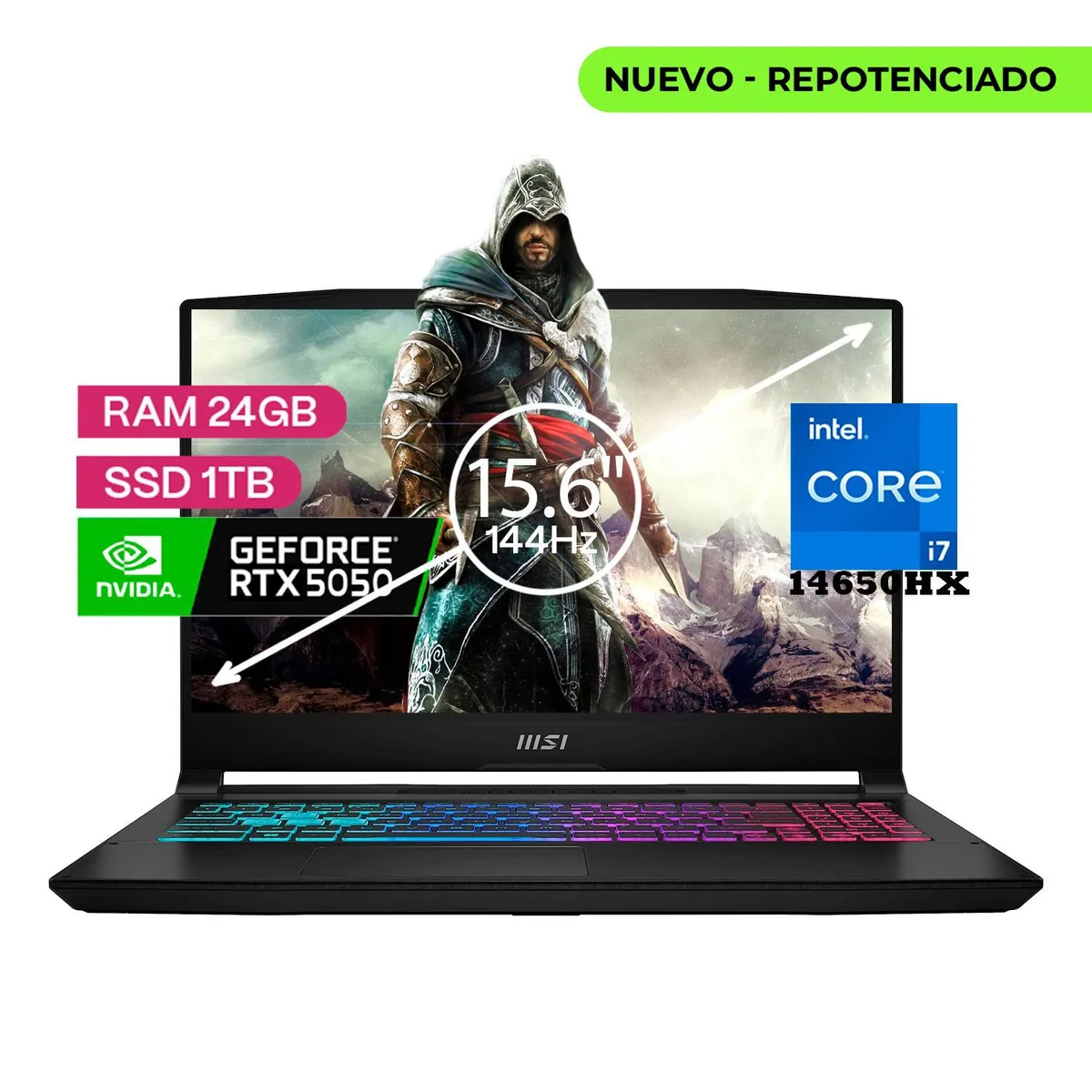 MSI - Portátil Gamer Msi Katana Intel Core I7 14650hx 24/1 TB Rtx 5050 8gb Negro 15,6 Fhd.