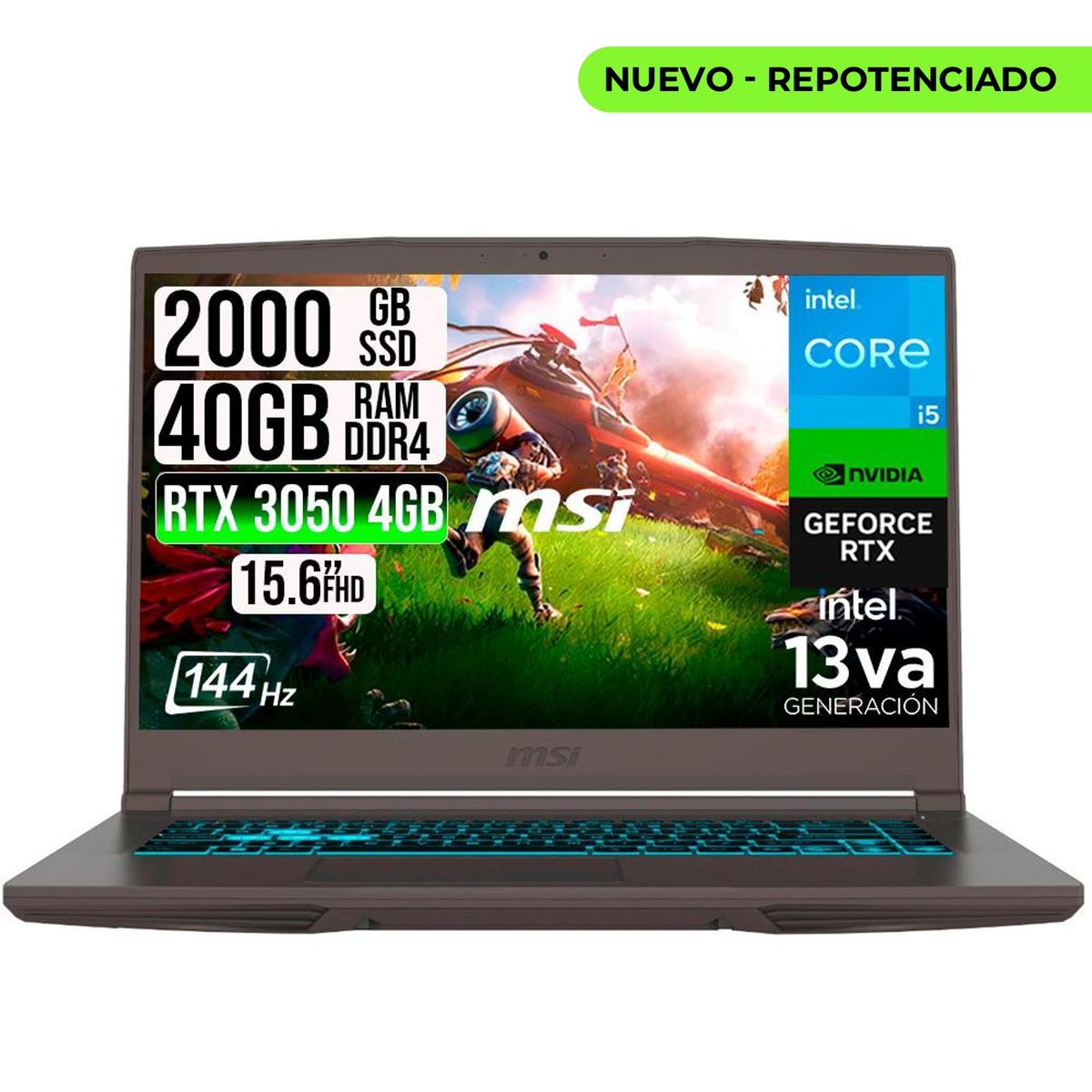 MSI - PORTATIL MSI THIN 15 INTEL I5-13420H RTX 30504GB SSD 2TB RAM 40GB 15.6" FHD 144HZ