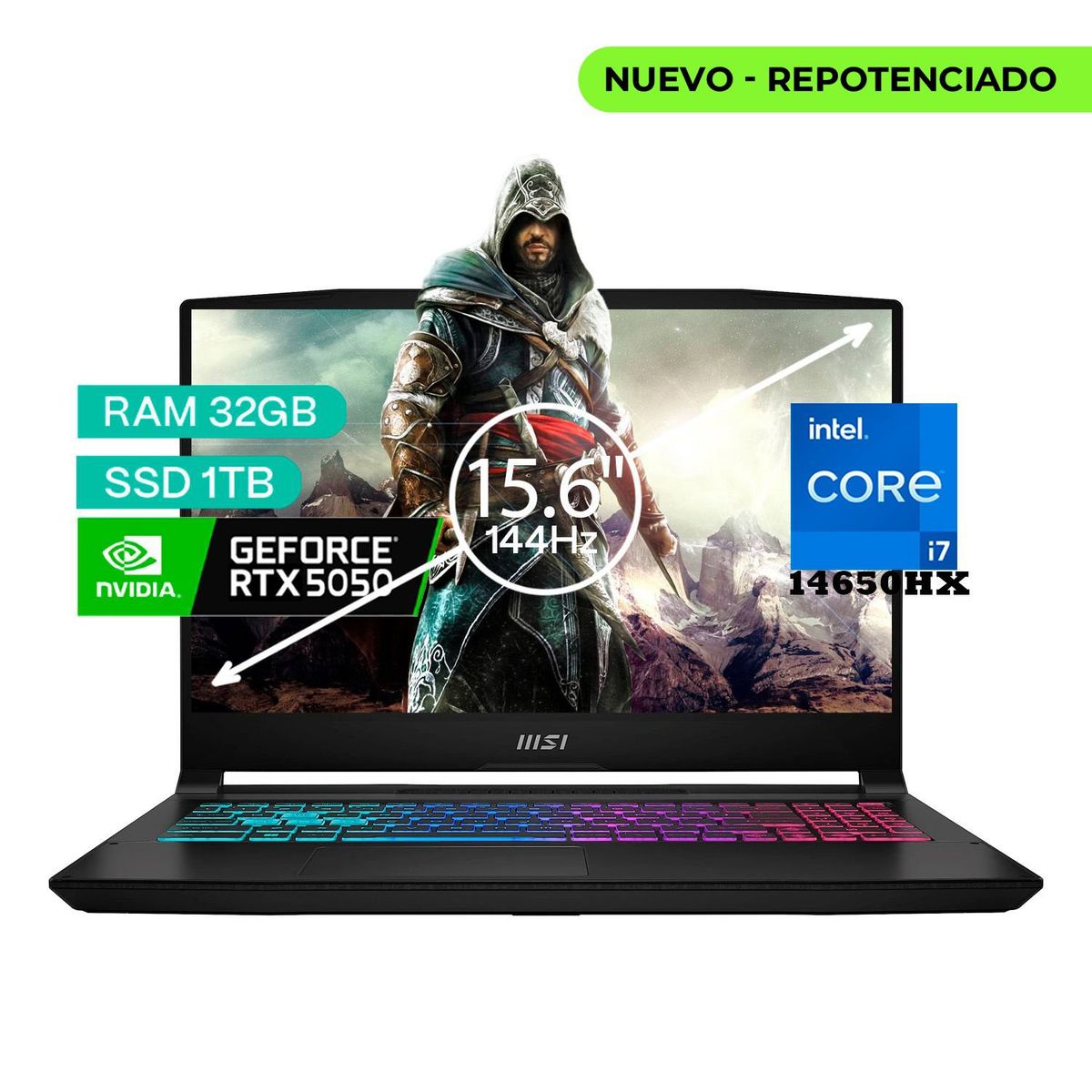MSI - Portátil Gamer Msi Katana Intel Core I7 14650hx 32/1 TB SSD Rtx 5050 8gb Negro 15,6 Fhd.