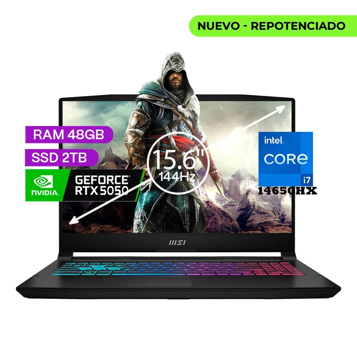 MSI - Portátil Gamer Msi Katana Intel Core I7 14650hx 48 / 2 TB SSD Rtx 5050 8gb Negro 15,6 Fhd.