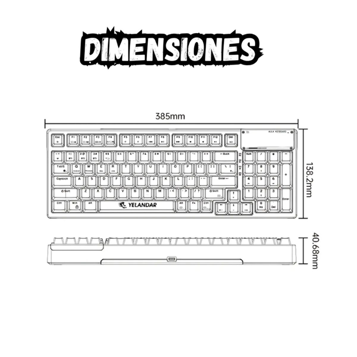 GENERICO - Teclado Transparente Con Luces Rgb Modelo T20 Blanco Español