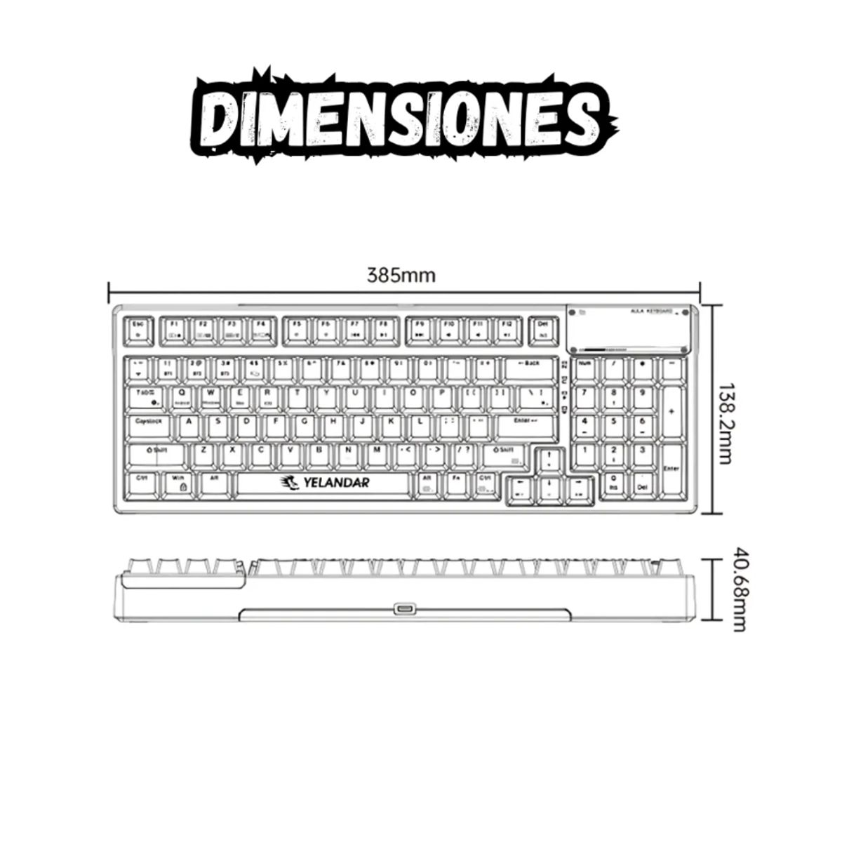 GENERICO - Teclado Transparente Con Luces Rgb Modelo T20 Blanco Español