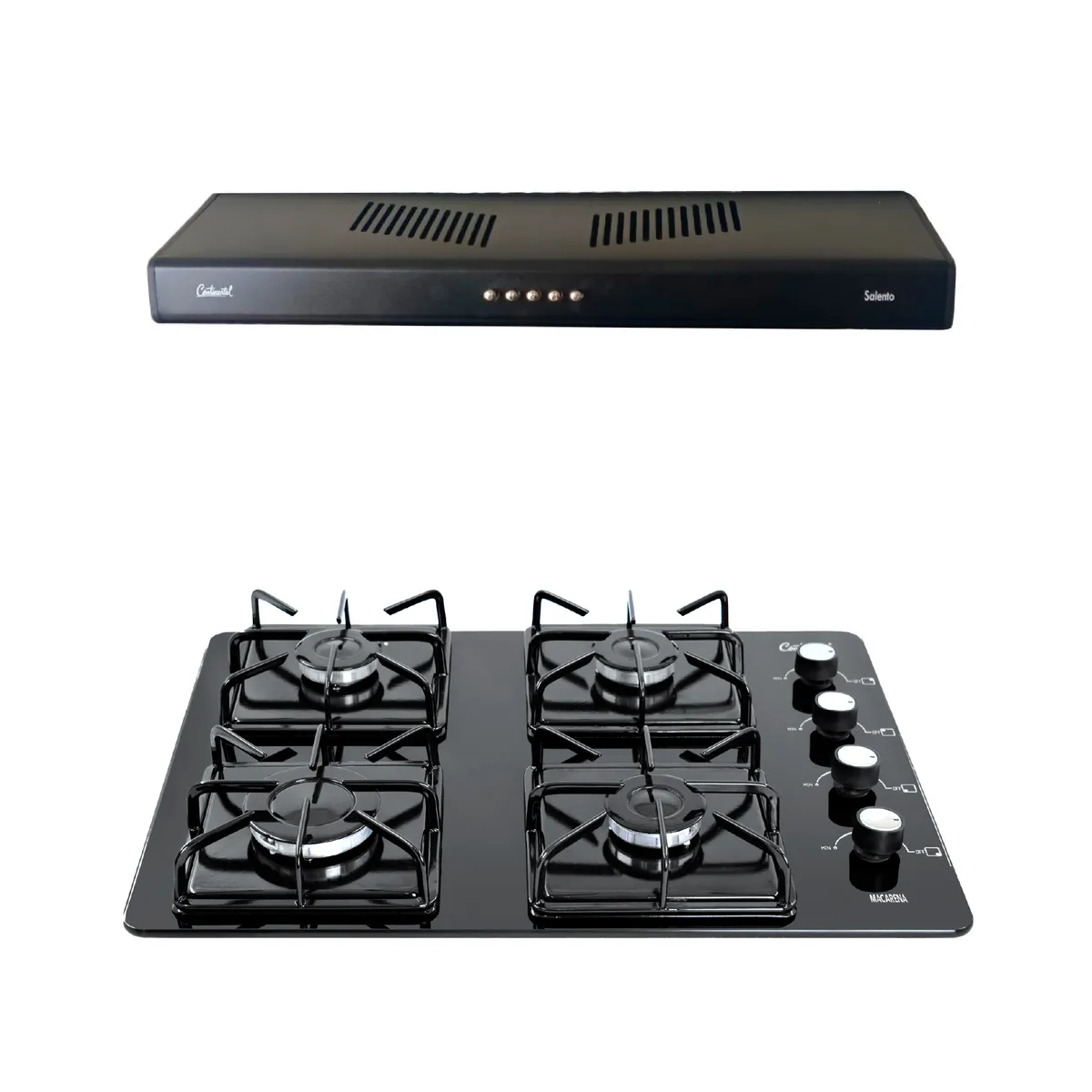 CONTINENTAL - Combo Continental Estufa Empotrable Vidrio Templado 6323 + Campana Extractora 60 Cm 7221