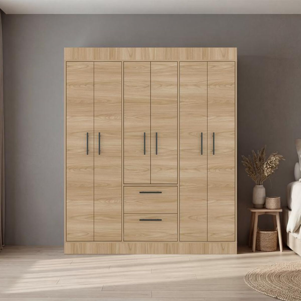 RTA DESIGN - Closet Aura, Fresno Europeo y Wengue, con 6 puertas y dos cajones_.