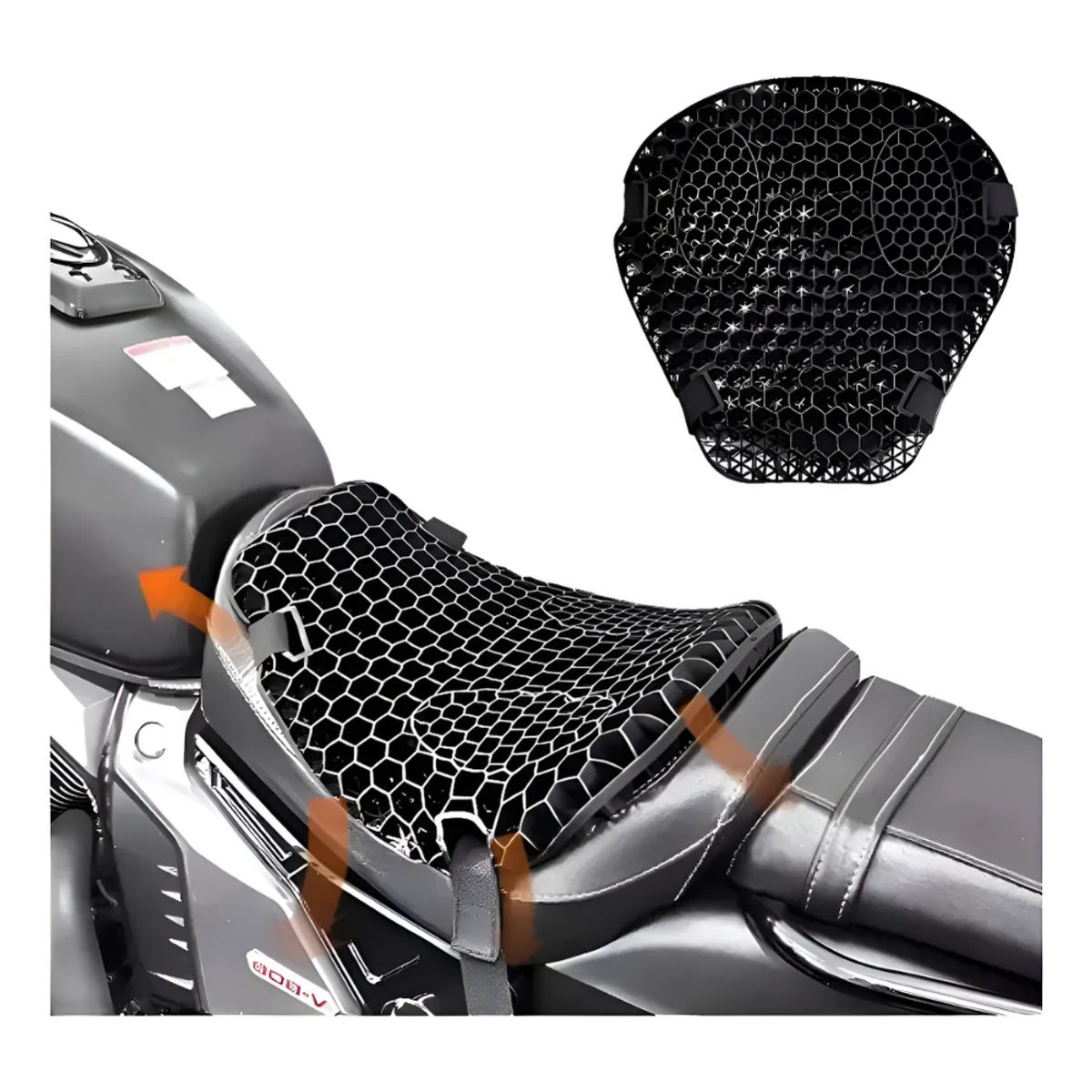 GENERICO - Cojín Asiento Amortiguador Transpirable Moto Flexible Ajustable Gel
