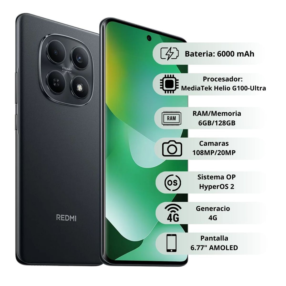 XIAOMI - Celular Xiaomi Redmi Note 15 4G 128GB/6GB RAM - Negro