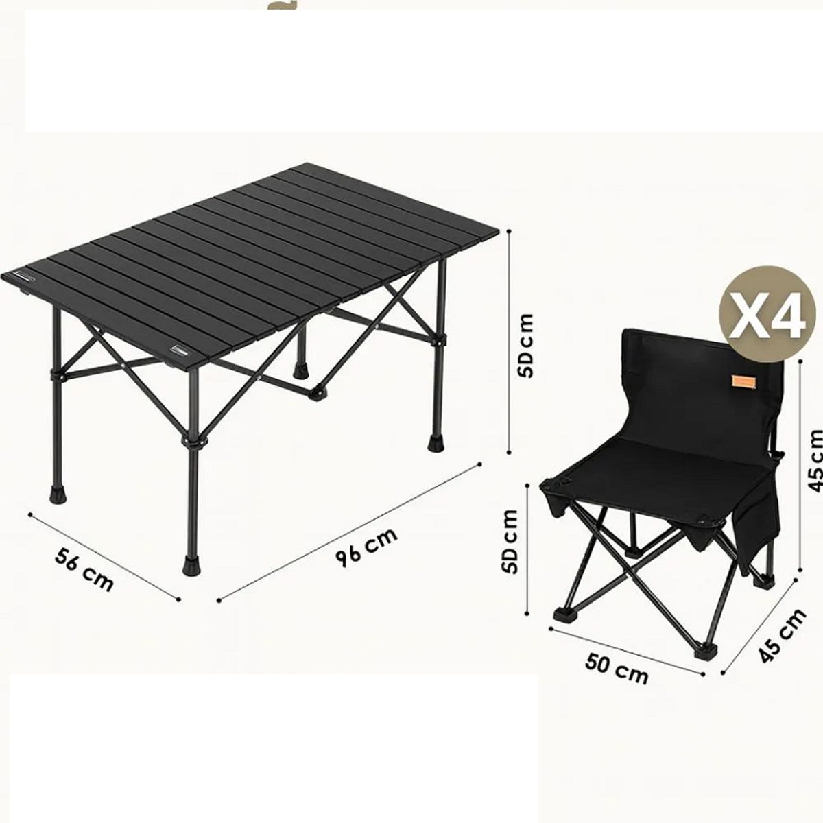 GENERAL - Mesa Plegable Camping Picnic Jardin 4 Sillas