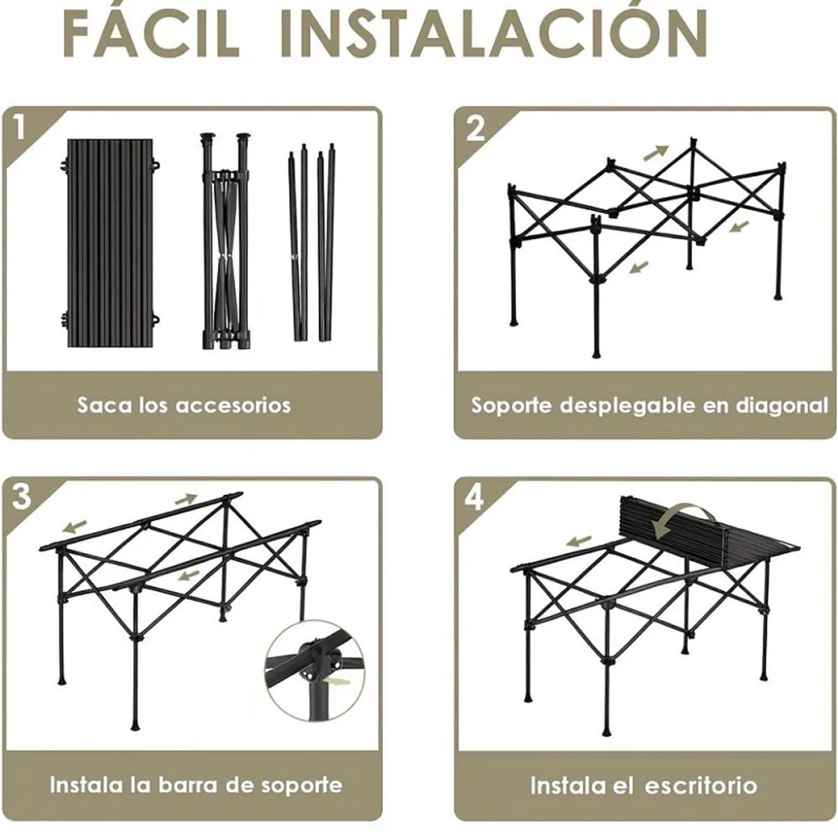 GENERAL - Mesa Plegable Camping Picnic Jardin 4 Sillas