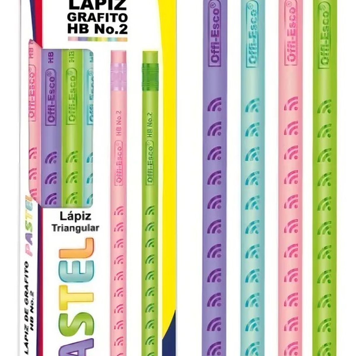 GENERICO - Lápiz Grafito Triangular Offi-Esco Pastel HB No 2 Pack 12 Unidades