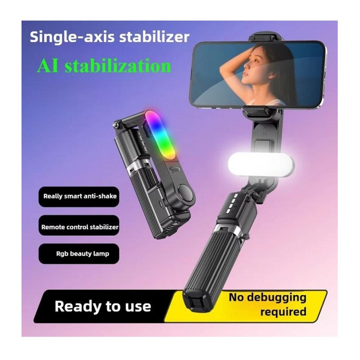 GENERICO - Palo Selfie LED Extensible Q35 con Trípode y Luz de Relleno para Celular