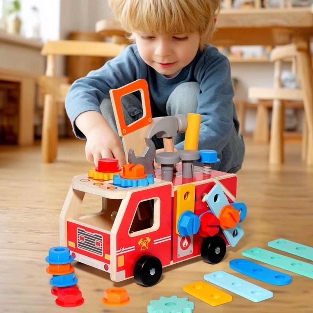 GENERICO - Caja Herramientas Madera Montessori Juguete  Niños
