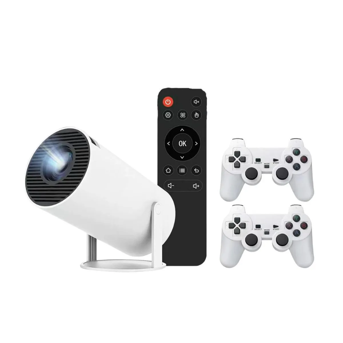 WAER - Proyector HY300 Gamer Con Mas 10.000 Juegos + 2 Joystick Android