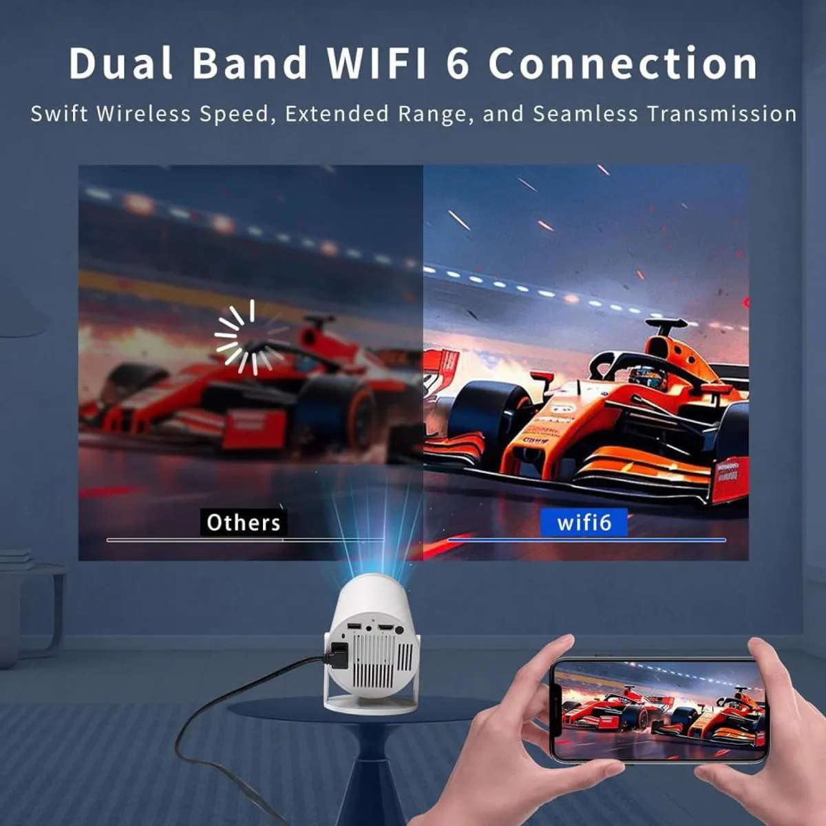 WAER - Proyector HY300 Gamer Con Mas 10.000 Juegos + 2 Joystick Android