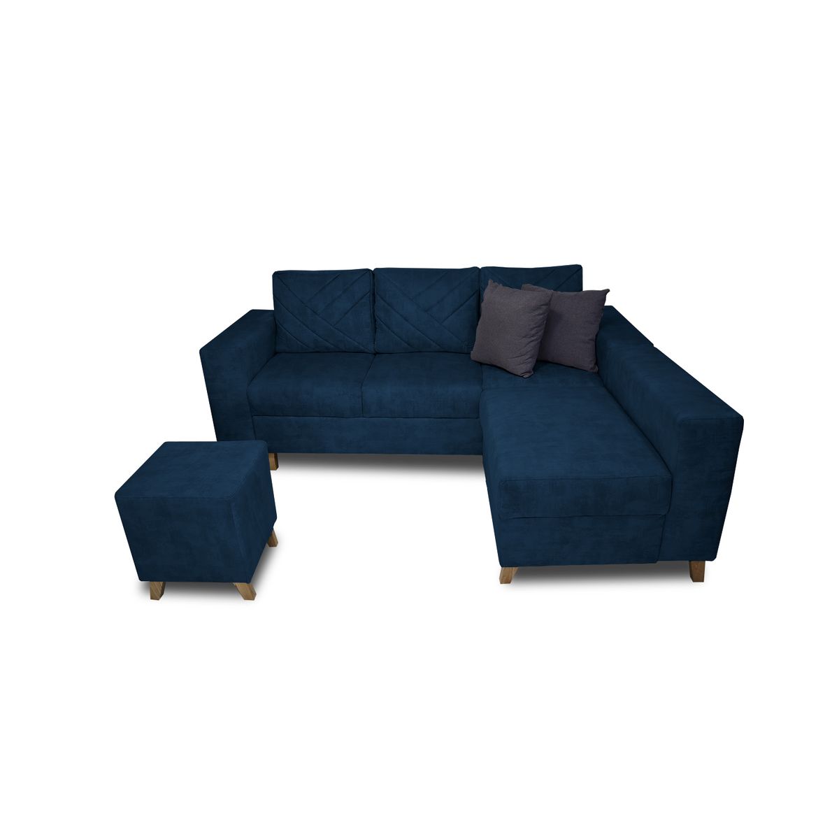 MUEBLES REM - Sala Amsterdam + Poltrona + Puff en Tela  Amiglable Con Mascotas 205X72X155 Cm Azul Petroleo