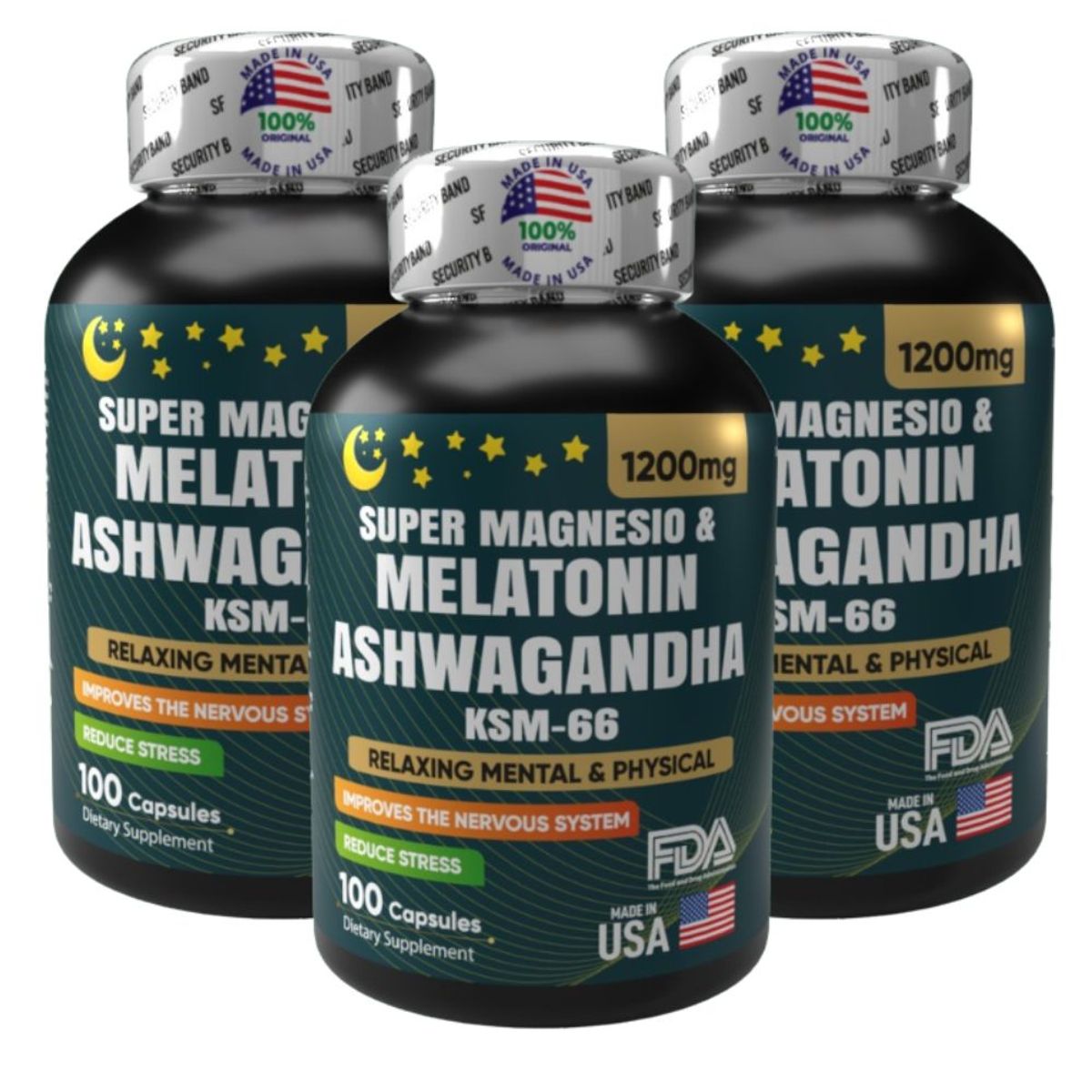 NATURAL MEDICINE - Melatonina + Ashwagandha + Super Magnesio - Bienestar Integral x3