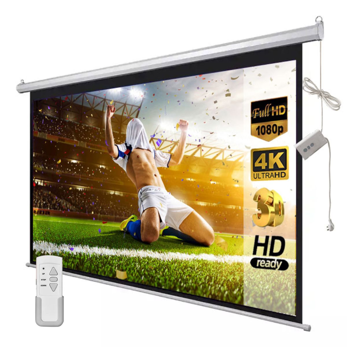 COLME TECHNOLOGY HOME - Telón Pantalla De Proyector Eléctrico 100Inch Control Remoto