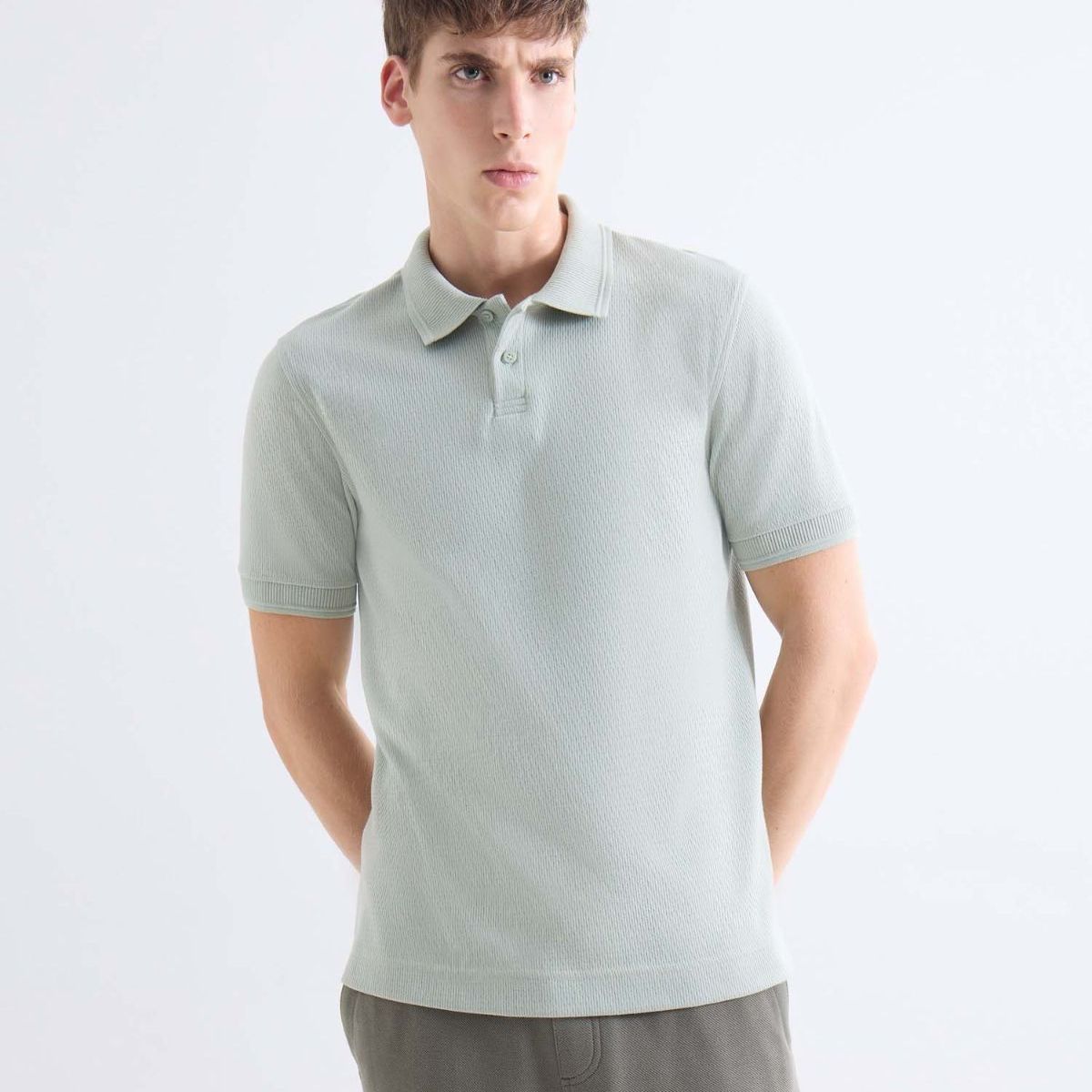 SEVEN SEVEN - Polo  Para Hombre Cuello Tejido Sin Bolsillo Color Verde Marca Seven Seven #45110948