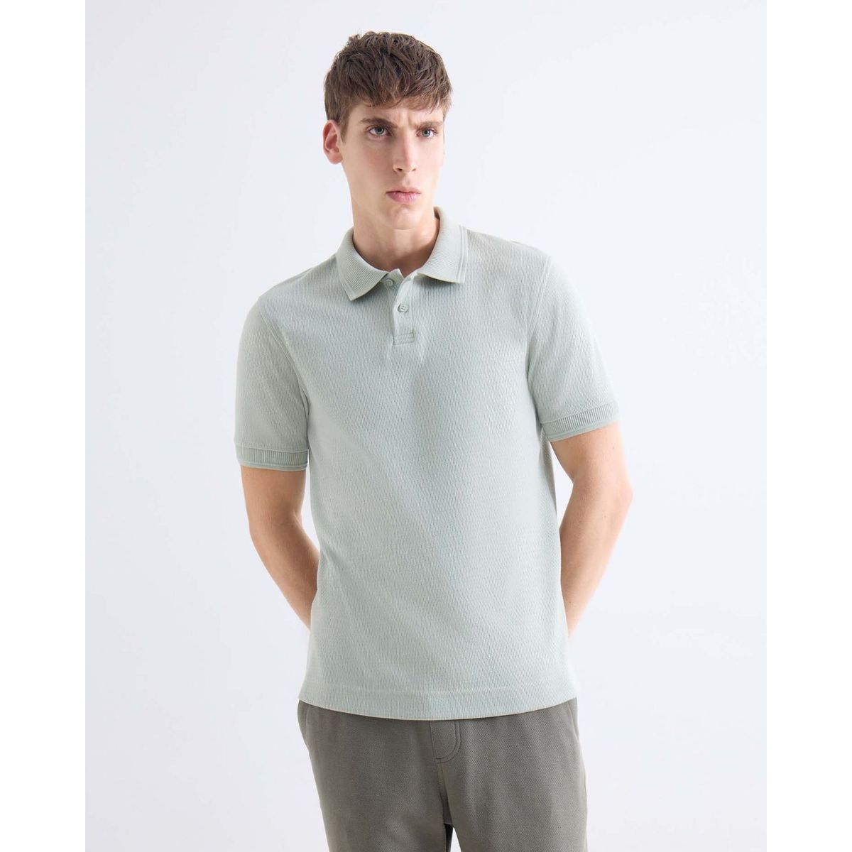 SEVEN SEVEN - Polo  Para Hombre Cuello Tejido Sin Bolsillo Color Verde Marca Seven Seven #45110948