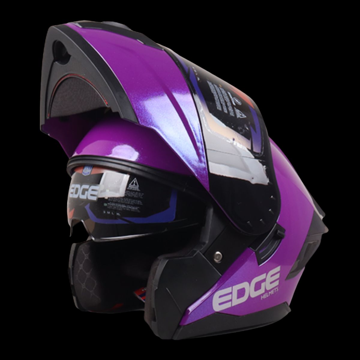 EDGE HELMETS - Casco EDGE Abatible Boston Sólido Morado Cert. DOT I ECE