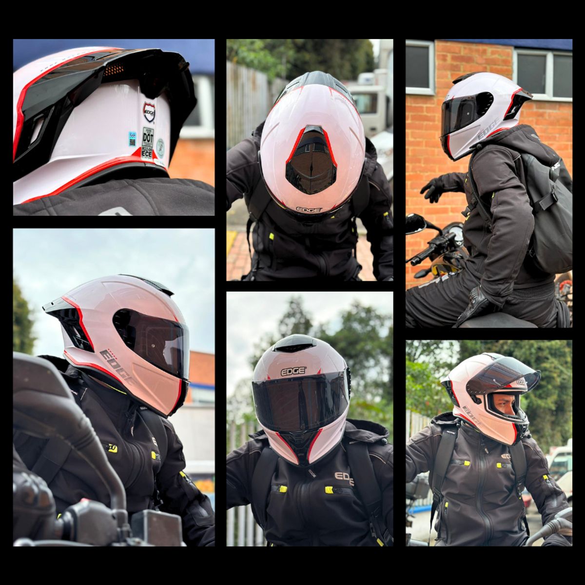 EDGE HELMETS - Casco EDGE Integral Shanghai Rush Blanco / Rojo  DOT - ECE