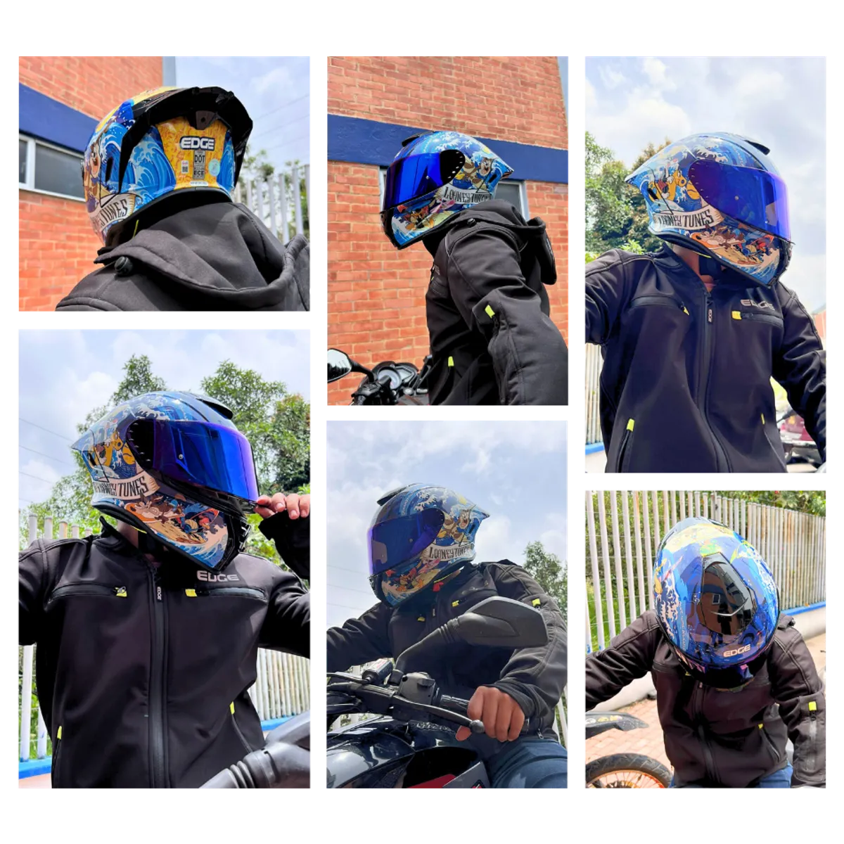 EDGE HELMETS - Casco WARNER Integral Shanghai Looney Tunes Cert. DOT I ECE