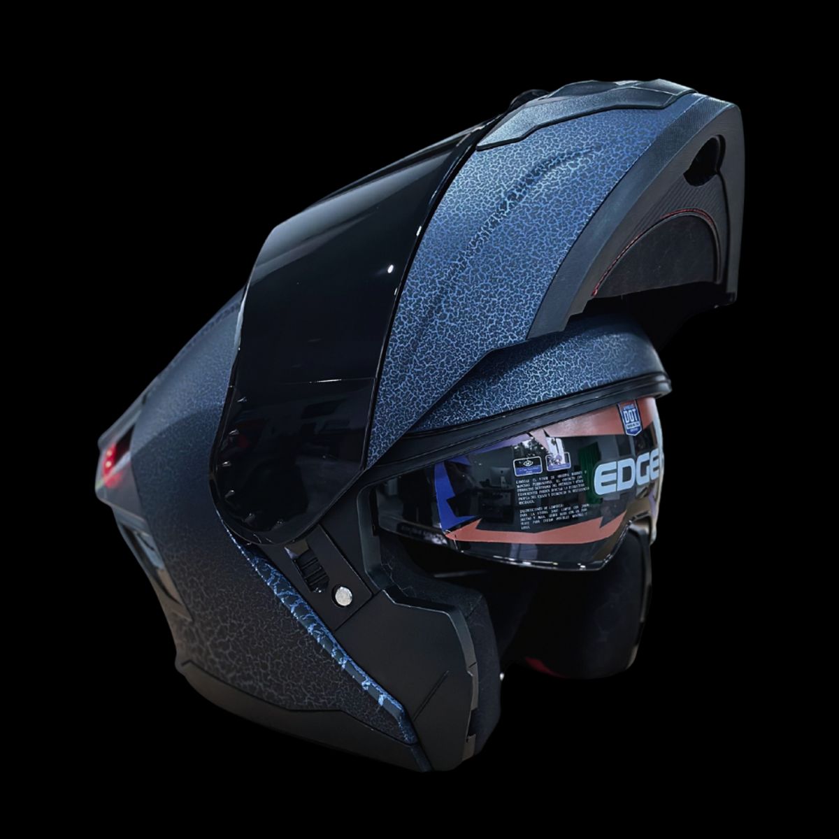 EDGE HELMETS - Casco EDGE Abatible Boston Texturizado Azul Cert. DOT - ECE