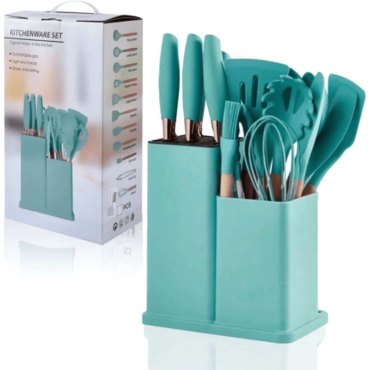 KITCHEN - Set De Utensilios De Cocina en Silicona SIN BPA X19 PCS Negro