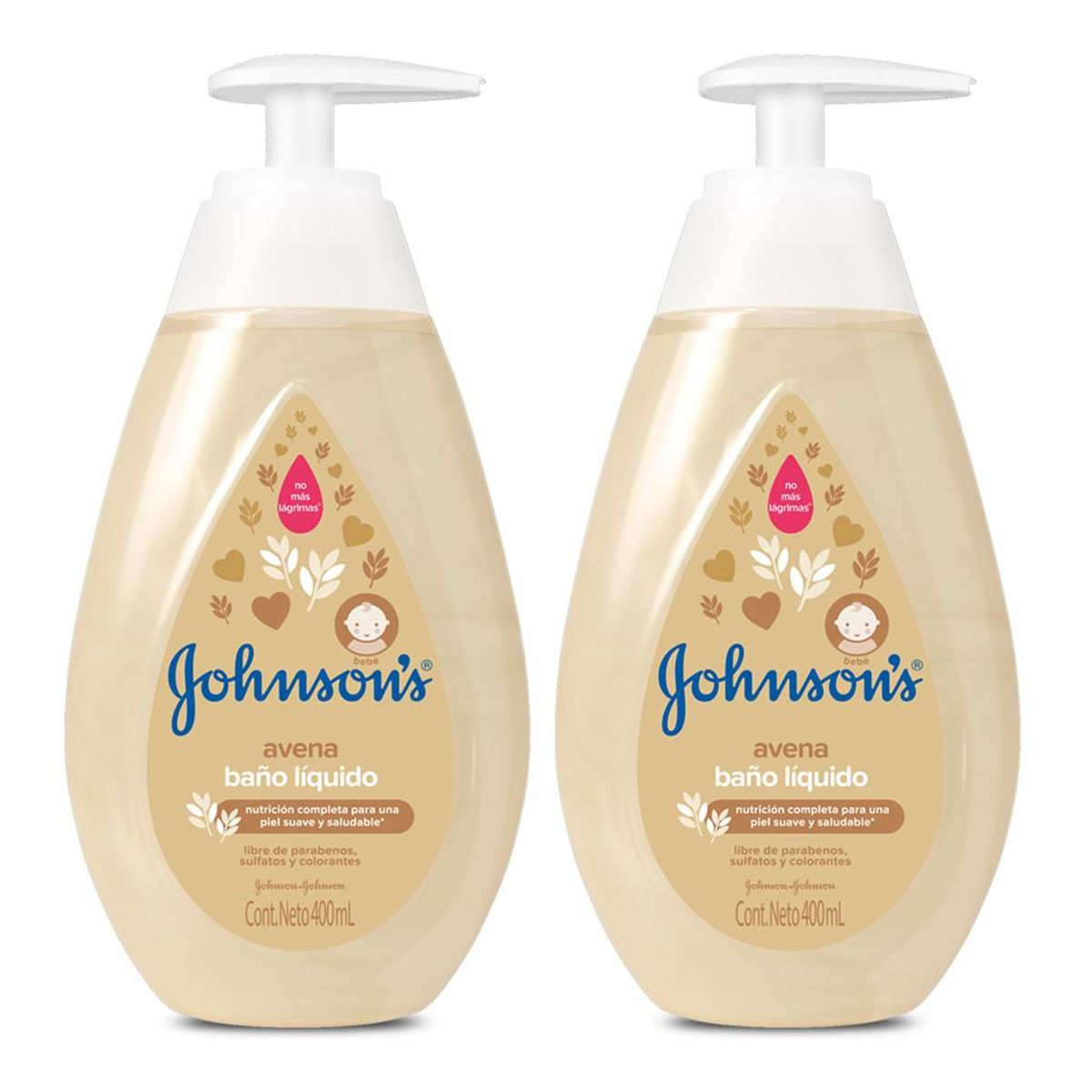 JOHNSONS BABY - Jabón Líquido Para Bebé Avena 2 Unidades 400 ml Johnson´s