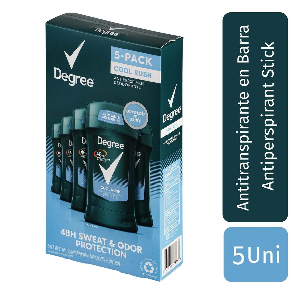 DEGREE - Degree Cool Rush Desodorante 5 Unidades / 76 g