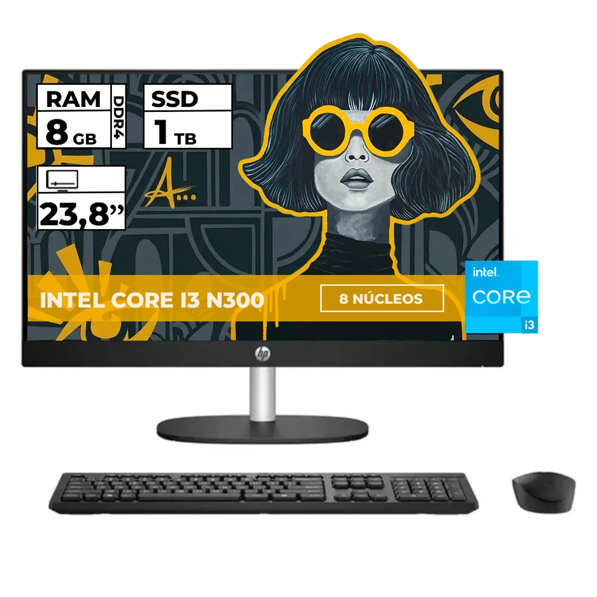 HP - Todo En Uno Aio Hp I3 N300 8gb Ram 1tb Ssd 24 Full Hd