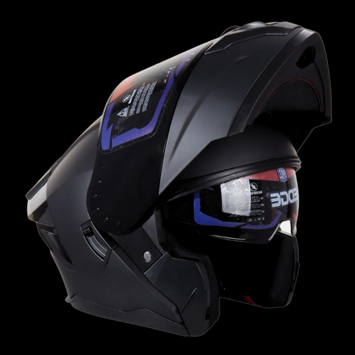 EDGE HELMETS - Casco EDGE Abatible Boston Sólido Negro Cert. DOT I ECE