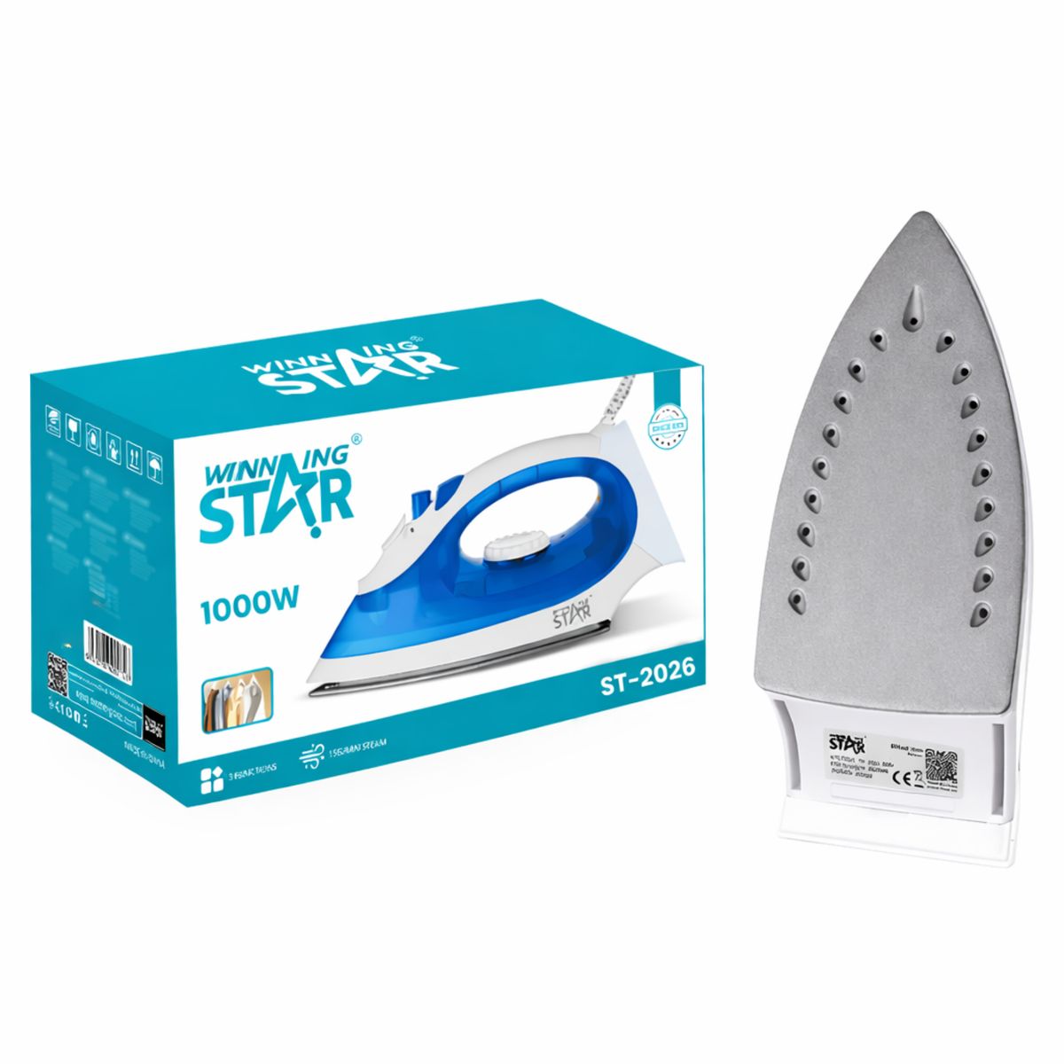 GENERICO - Plancha De Ropa A Vapor Antiadherente Base De Teflon Winning Star