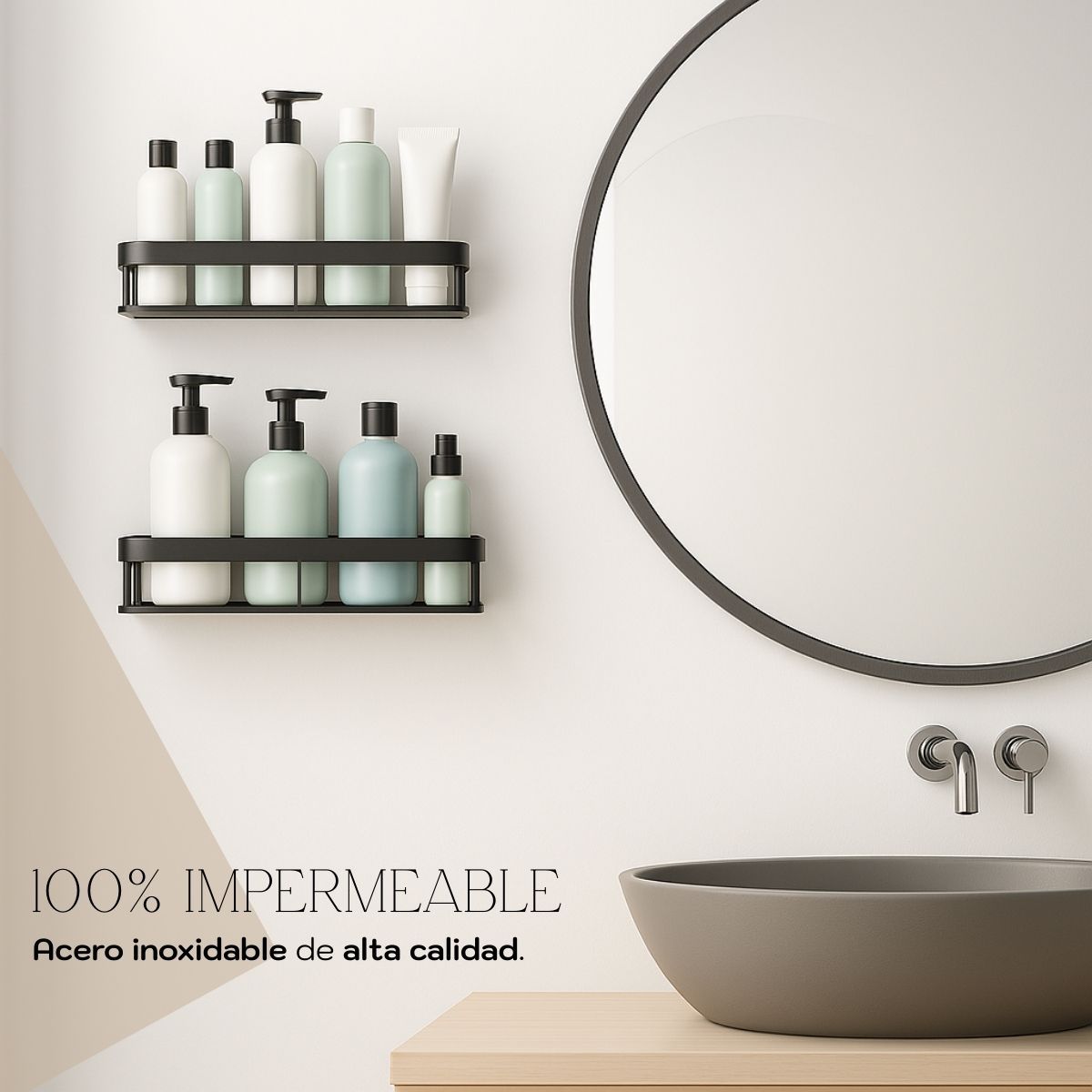 TECH - Organizador De Ducha Acora Estante Baño Repisa X2 Adhesivo