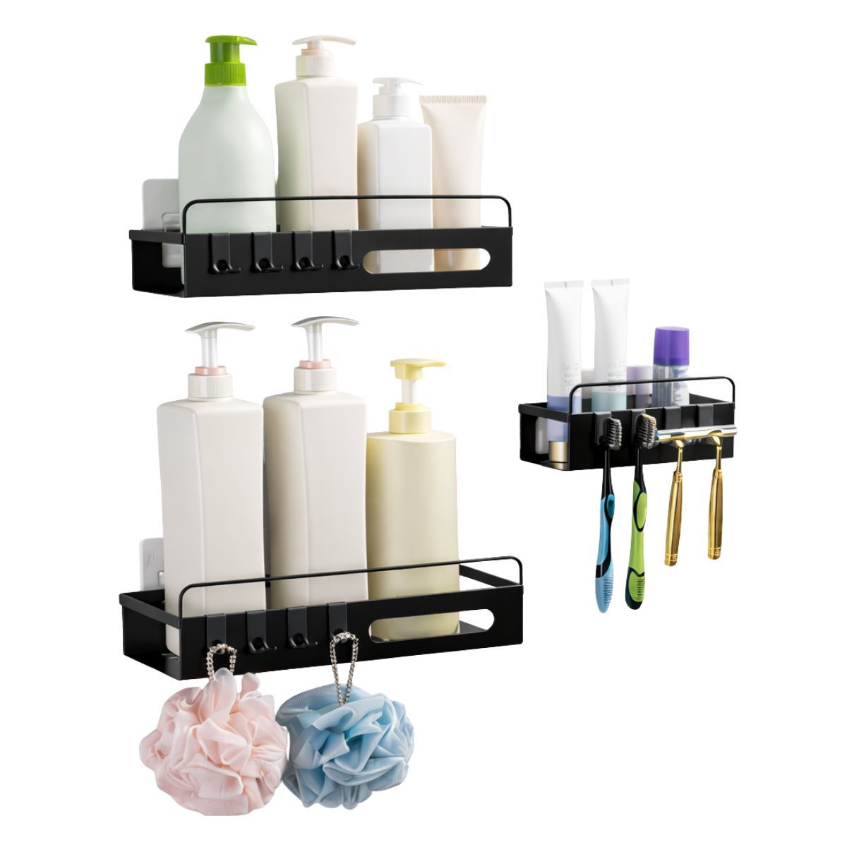 TECH - Organizador De Ducha Acora Estante Baño Repisa X3 Adhesivo
