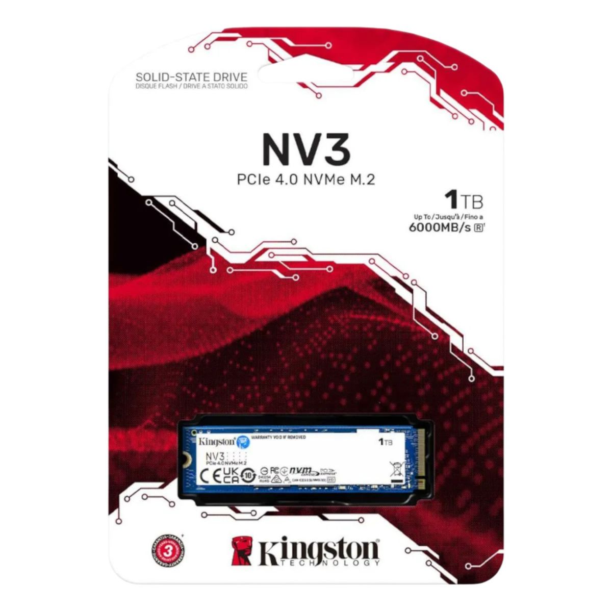 KINGSTON - Disco de Estado Solido 1000GB NV3 M2 NVMe