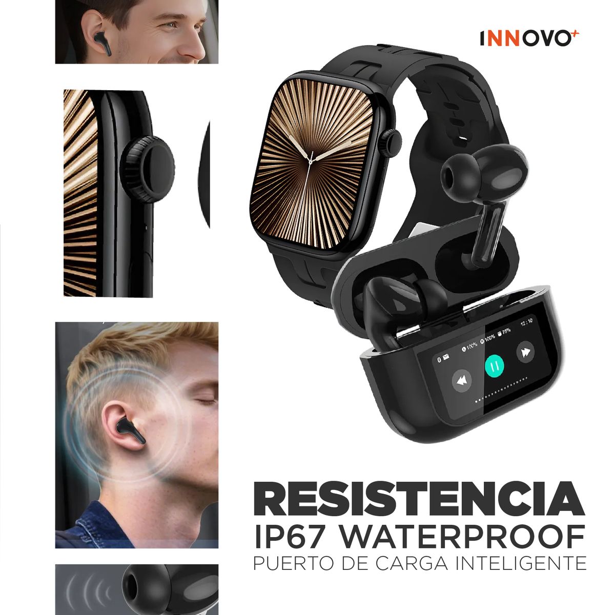 INNOVA - Smartwatch H10 Pro Mini AMOLED + Audífonos G-TIDE Future Pod con Pantalla Táctil