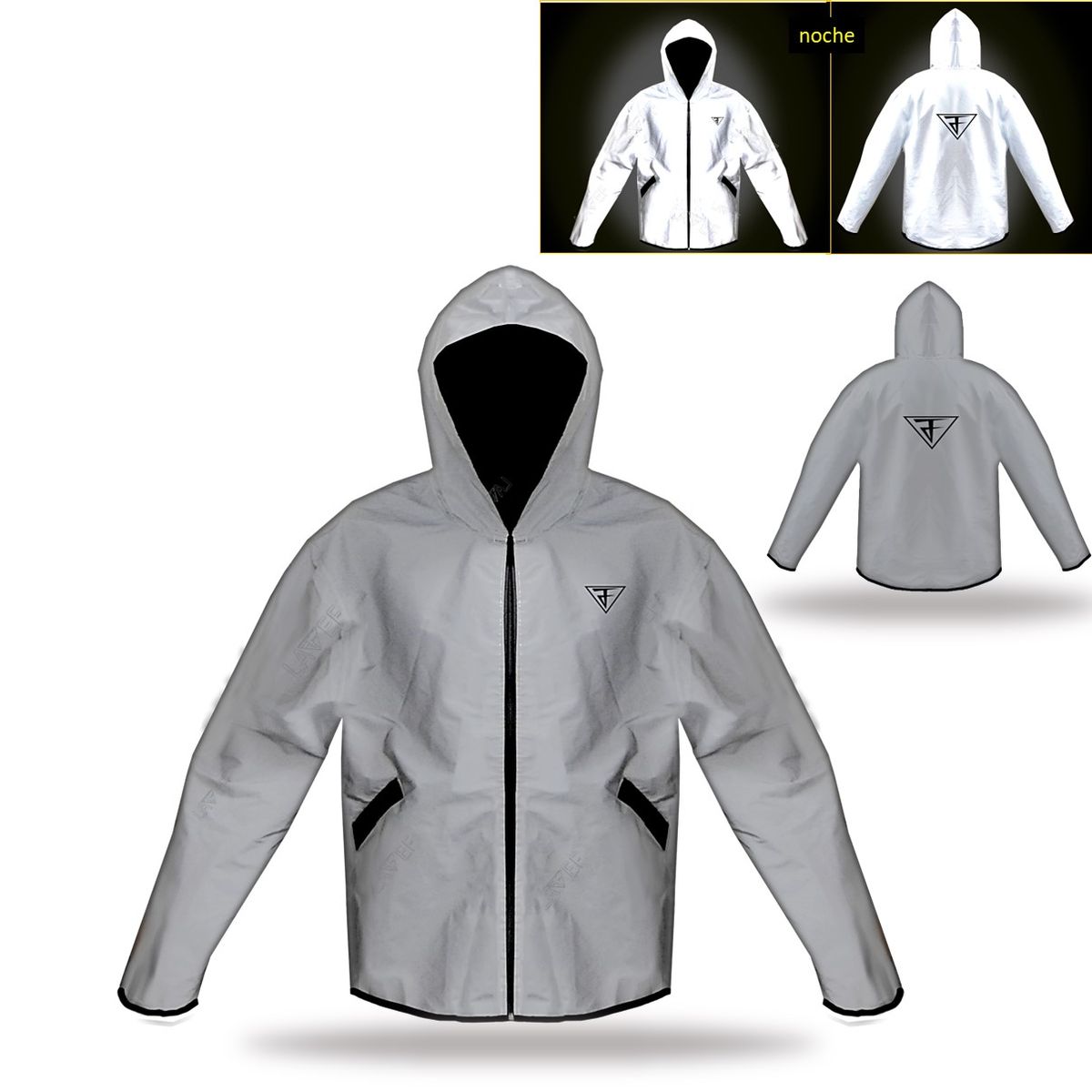 LAVEF - Chaqueta 100% Reflectiva para Moto Alta Visibilidad Impermeable-L