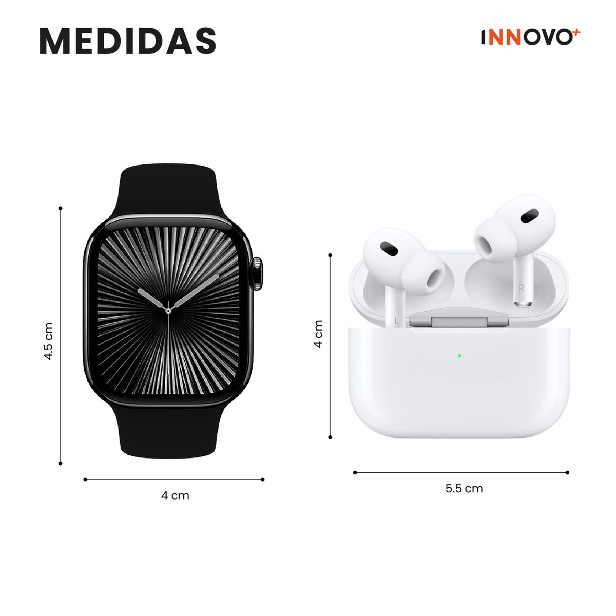 INNOVA - Smartwatch Serie H10 Plus Pantalla AMOLED Con Audífonos Pro 2da Gen