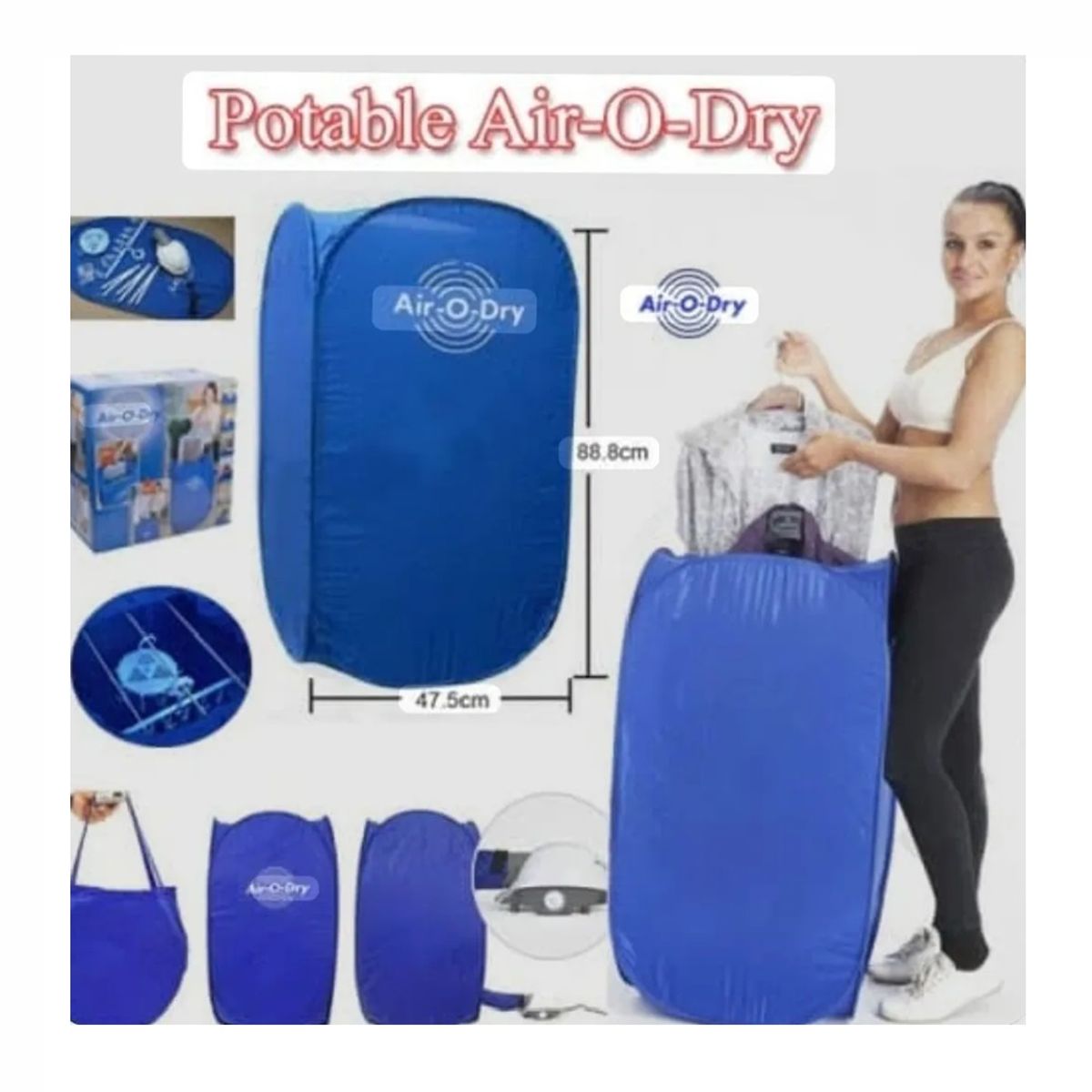 GENERICO - Secadora de Ropa Electrica Portatil Plegable Compacta Azul
