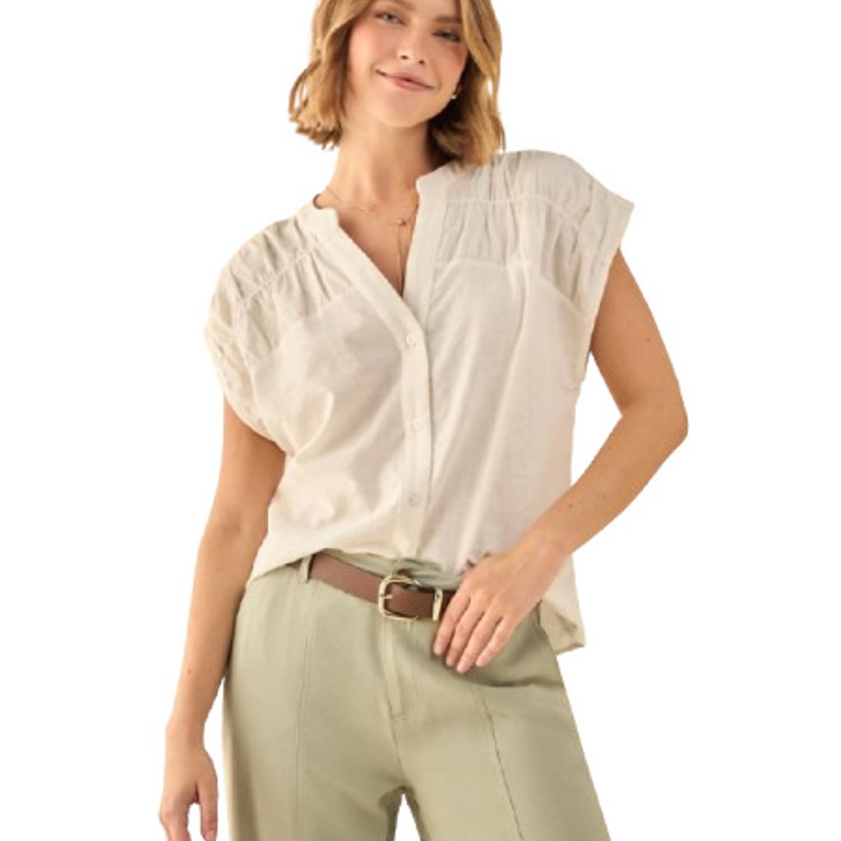 ESPRIT - Esprit Blusa para Dama Con Cuello Mao Moderma y Elegante
