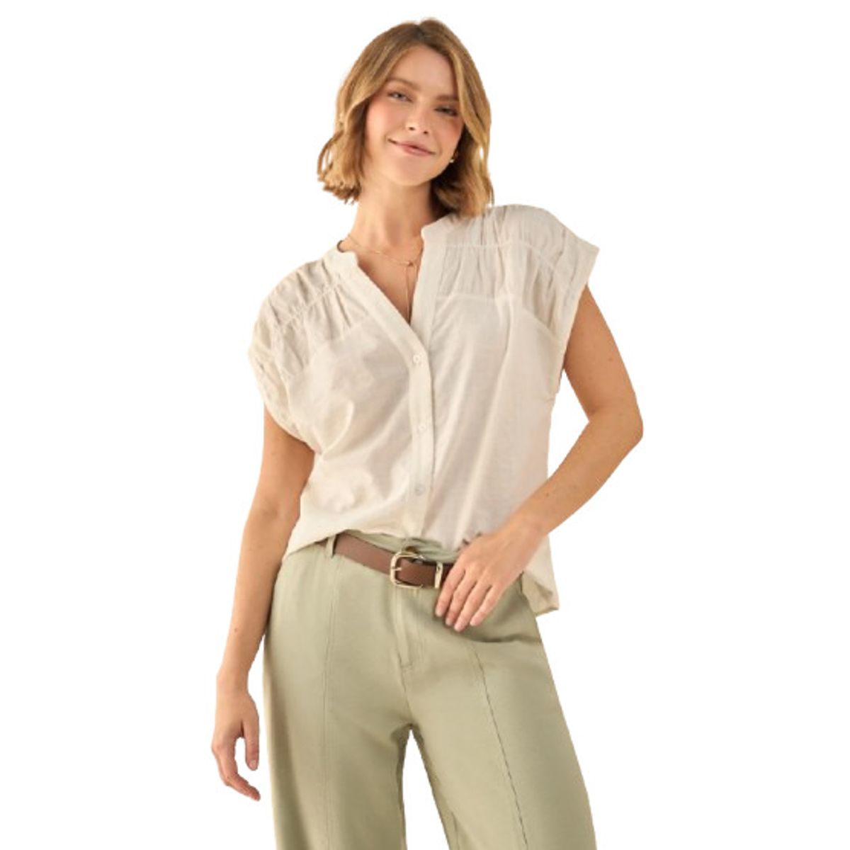 ESPRIT - Esprit Blusa para Dama Con Cuello Mao Moderma y Elegante