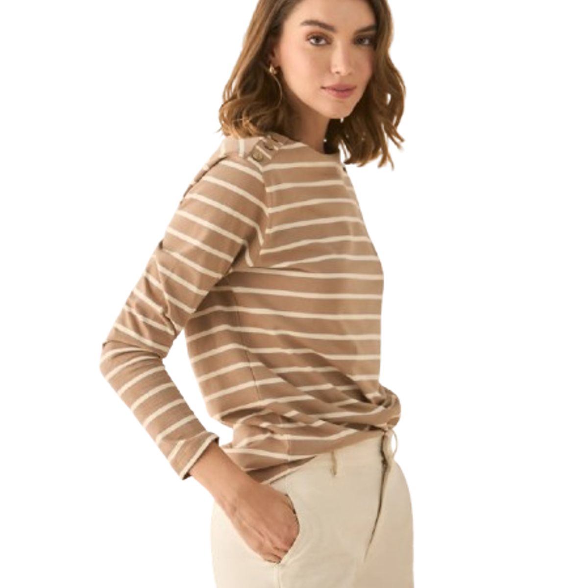 ESPRIT - Esprit Blusa para Dama Diseño a Rayas Manga Larga Cómoda