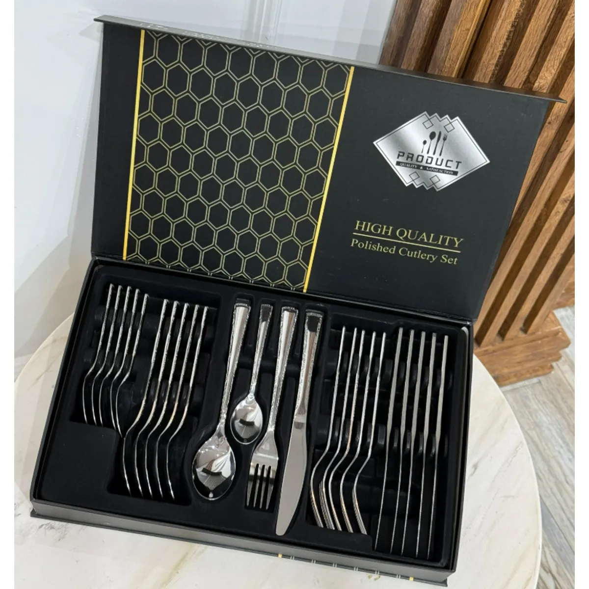 GENERICO - Kit de Cubiertos Premium 24 Piezas en Acero Inoxidable – Acabado Plateado