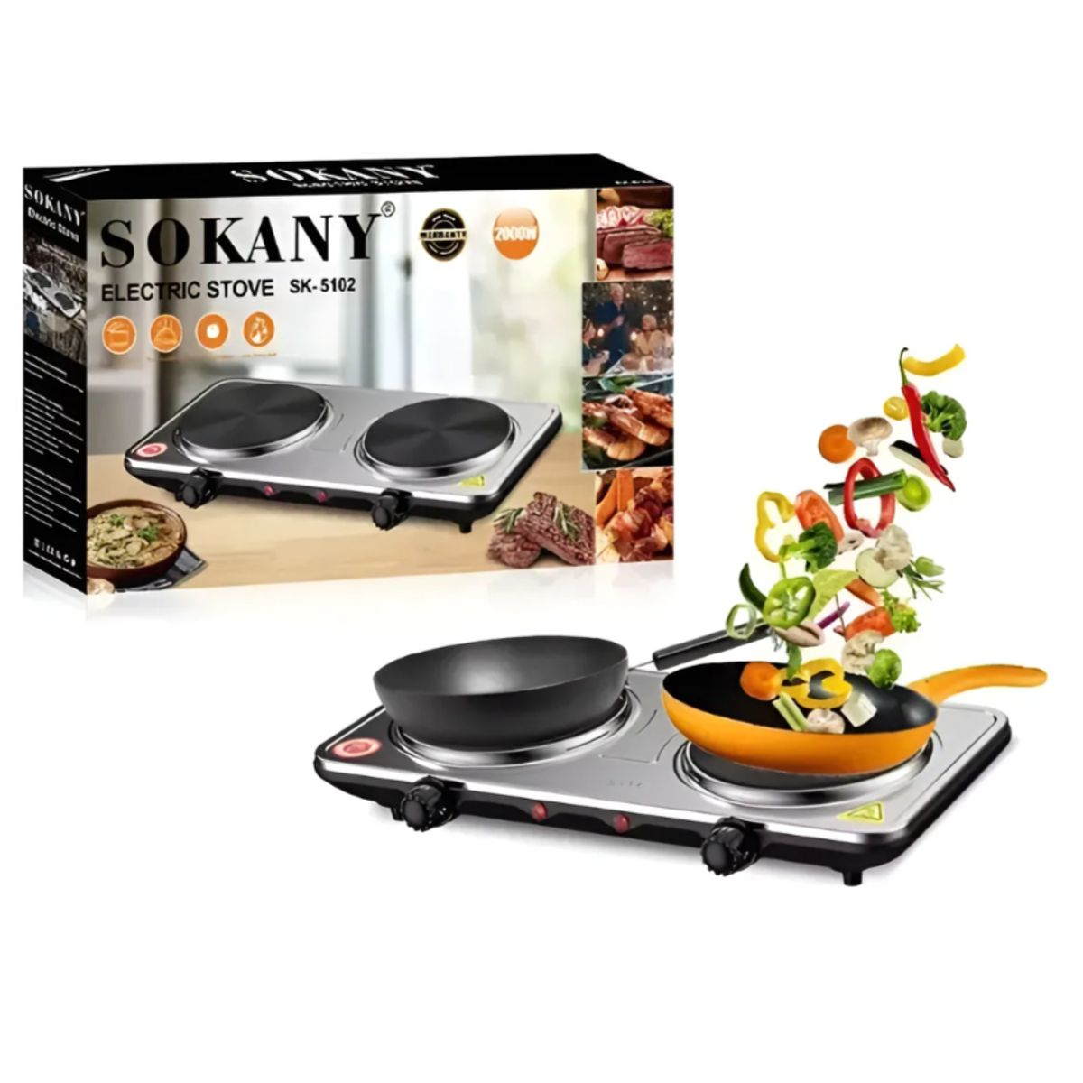 SOKANY - ESTUFA ELECTRICA 2 PUESTOS 2000W SOKANY