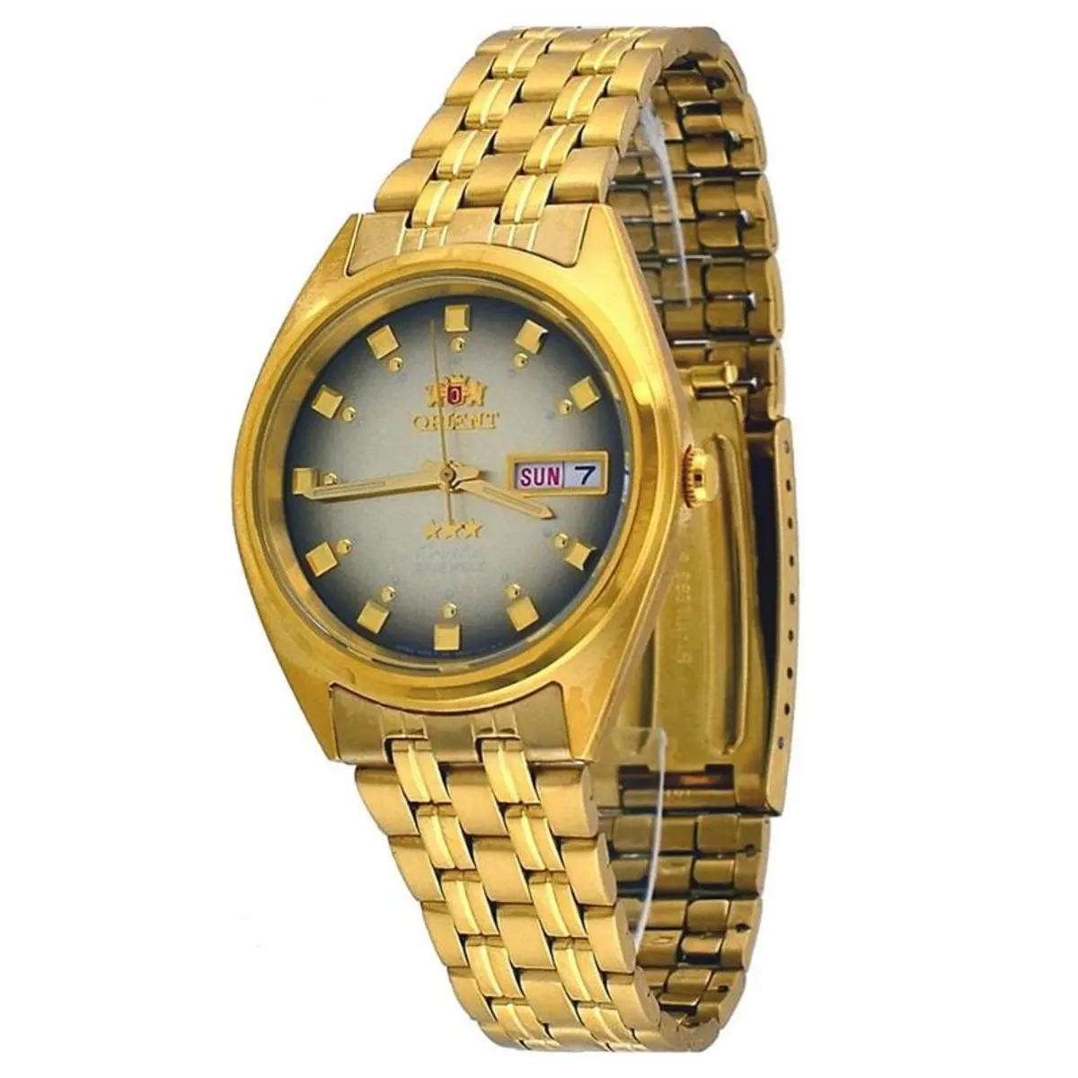 ORIENT - Reloj Auto Orient Fab00001p9 Esfera Café 3 Estrellas Dorado Dorado