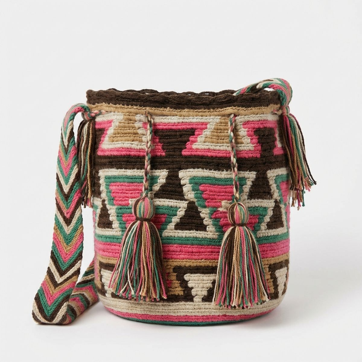 GENERICO - Mochila Artesanal Tejida a Mano Estilo Wayuu Multicolor