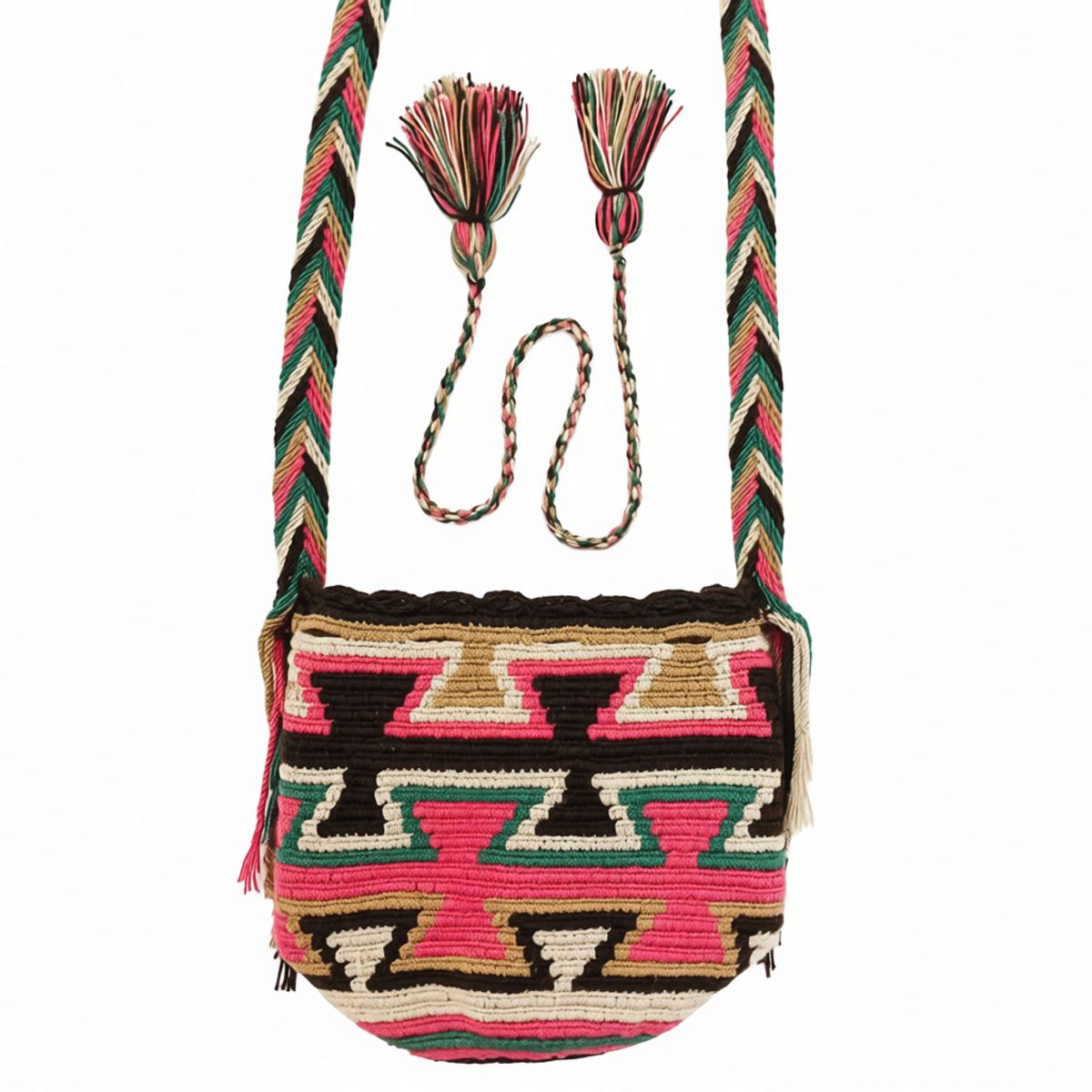 GENERICO - Mochila Artesanal Tejida a Mano Estilo Wayuu Multicolor