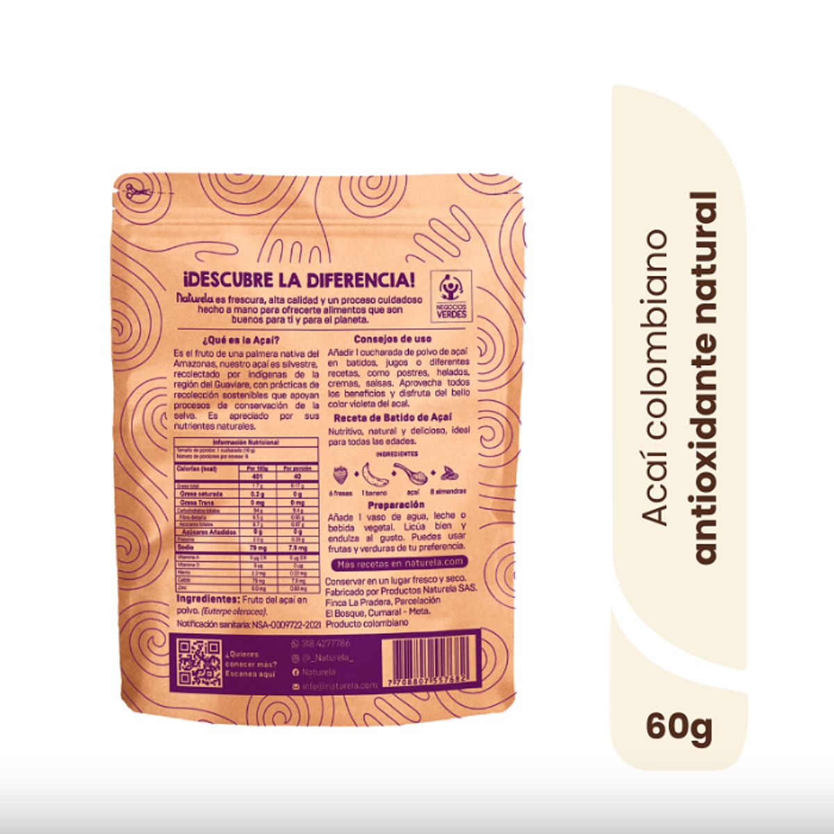NATURELA - Açaí en Polvo Naturela X 60g